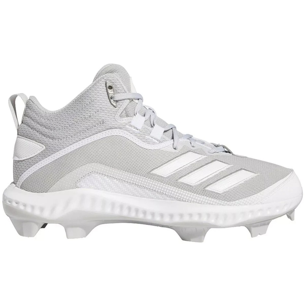 Adidas Men's Size 13 1/2 Baseball Cleats Icon 6 Bounce Mid T  Gray And White
